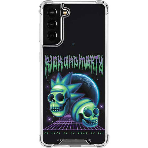 Adult Swim Rick and Morty Neon Skulls Galaxy S21 FE Clear Case